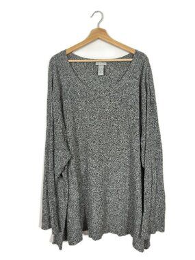 Catherines Women's Sweater Cotton Blend Plus Size 5X Gray Casual Cozy Fall Warm